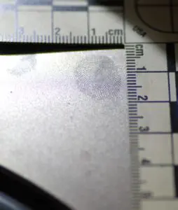 A close up of the ruler and its markings